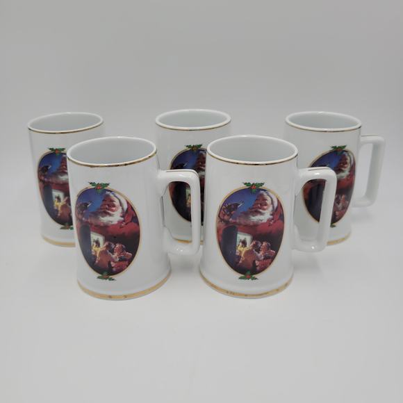 Vintage Coca Cola 1996 Collector Edition Holiday Santa Mug 5 pcs Set 4.5"‎ Tall - Picture 9 of 11